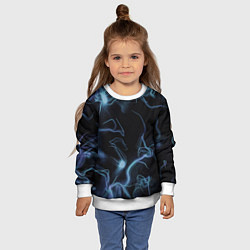 Свитшот детский Синие неоновые молнии, цвет: 3D-белый — фото 2