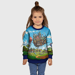 Свитшот детский Фантастический парящий дом, цвет: 3D-синий — фото 2