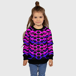 Свитшот детский Розовые техно полосы на чёрном фоне, цвет: 3D-черный — фото 2