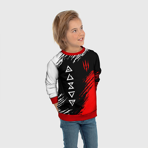 Детский свитшот Дикая охота и знаки / 3D-Красный – фото 3