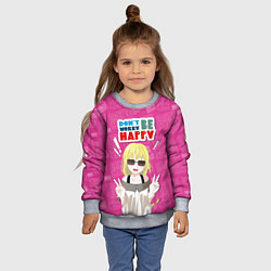 Свитшот детский Позитивная девочка в стиле манга, цвет: 3D-меланж — фото 2