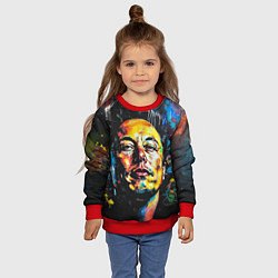 Свитшот детский Граффити портрет Илона Маска, цвет: 3D-красный — фото 2