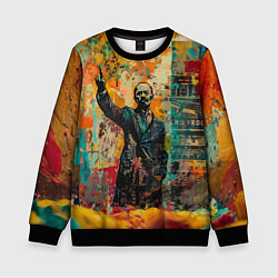 Свитшот детский Абстрактное граффити человека в черном костюме, цвет: 3D-черный