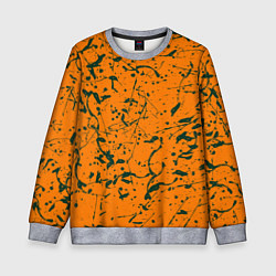 Детский свитшот Оранжевый с брызгами зеленой краски