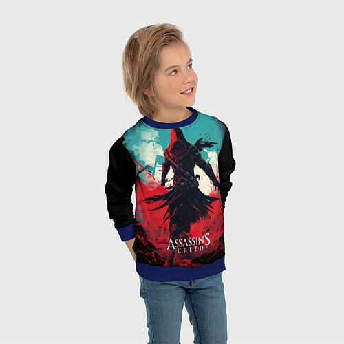 Детский свитшот Assassins creed ясное небо / 3D-Синий – фото 3