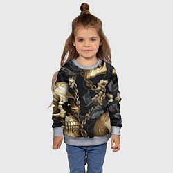 Свитшот детский Золотые черепа с цепями, цвет: 3D-меланж — фото 2
