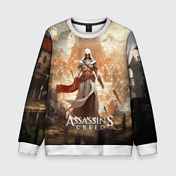Свитшот детский Assassins creed старинный город, цвет: 3D-белый