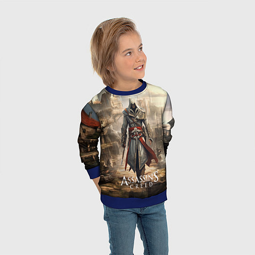 Детский свитшот Assassins creed старый город / 3D-Синий – фото 3