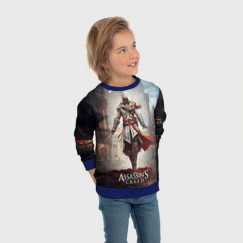 Детский свитшот Assassins creed старый город / 3D-Синий – фото 3