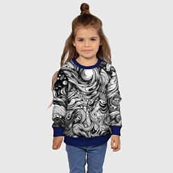 Свитшот детский Черные и белые абстрактные узоры, цвет: 3D-синий — фото 2