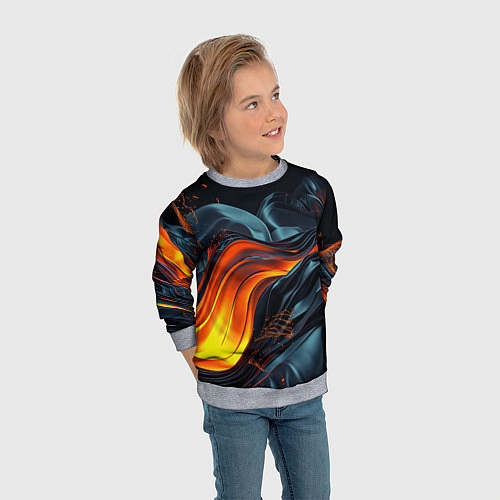Детский свитшот Волнистая темная материя / 3D-Меланж – фото 3