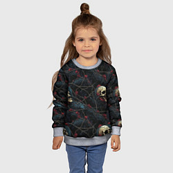 Свитшот детский Черепа в кустах с шипами, цвет: 3D-меланж — фото 2