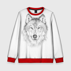 Свитшот детский Нарисованный волк зубами щёлк, цвет: 3D-красный