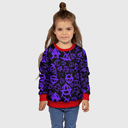 Свитшот детский Узор анархия фиолетовый, цвет: 3D-красный — фото 2