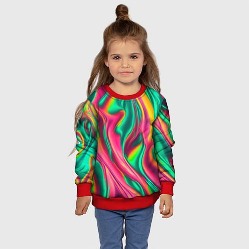 Детский свитшот Неоновый голографик / 3D-Красный – фото 4