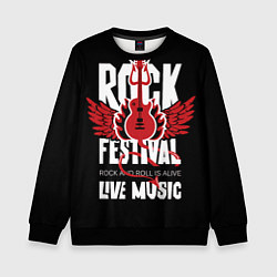 Свитшот детский Rock festival - live music, цвет: 3D-черный