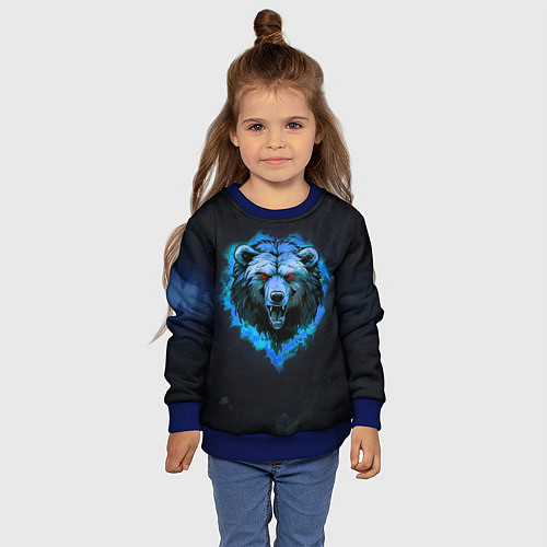 Детский свитшот Пылающая эмблема медведя / 3D-Синий – фото 4