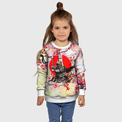 Свитшот детский Samurai v sakure, цвет: 3D-белый — фото 2