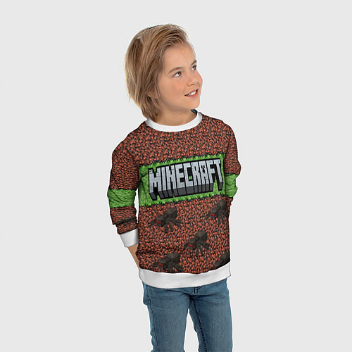 Детский свитшот Minecraft logo with spider / 3D-Белый – фото 3