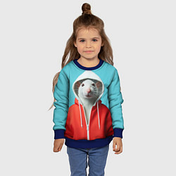 Свитшот детский Крыс в балахоне, цвет: 3D-синий — фото 2