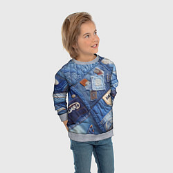Свитшот детский Vanguard jeans patchwork - ai art, цвет: 3D-меланж — фото 2