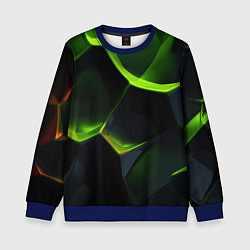 Детский свитшот Green neon abstract geometry