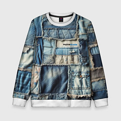 Свитшот детский Patchwork denim - vogue, цвет: 3D-белый