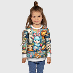 Свитшот детский Funny hare and his friends - patchwork, цвет: 3D-белый — фото 2