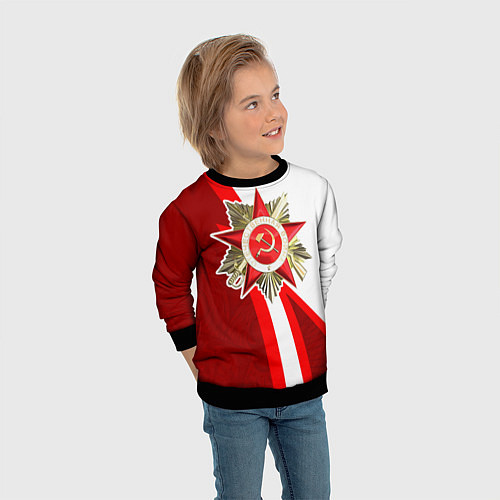 Детский свитшот Великая отечественная - Бело-красный / 3D-Черный – фото 3