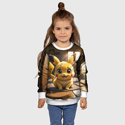 Свитшот детский Пикачу сидит в комнате, цвет: 3D-белый — фото 2