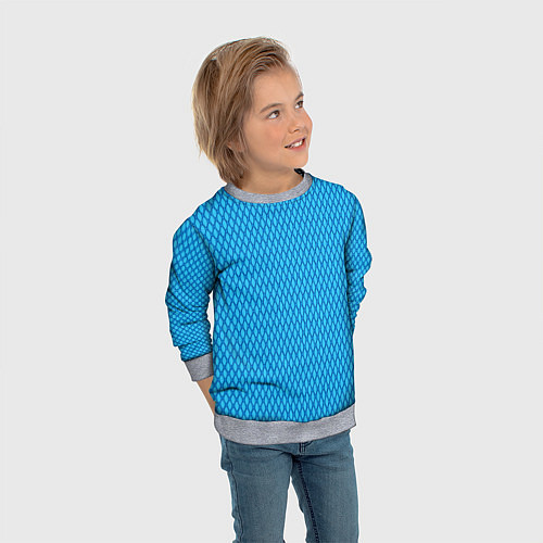 Детский свитшот Паттерн яркий сине-голубой / 3D-Меланж – фото 3