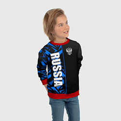 Свитшот детский Россия - синяя абстракция, цвет: 3D-красный — фото 2