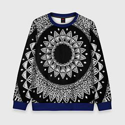 Детский свитшот Мандала черно-белая с лепестками