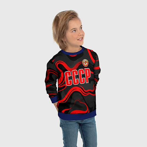 Детский свитшот СССР - red stripes / 3D-Синий – фото 3