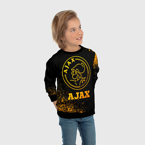 Детский свитшот Ajax - gold gradient / 3D-Черный – фото 3