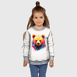 Свитшот детский Мишка в городе: голова медведя на фоне красочного, цвет: 3D-меланж — фото 2