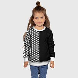 Свитшот детский Белые треугольники на чёрном фоне, цвет: 3D-белый — фото 2