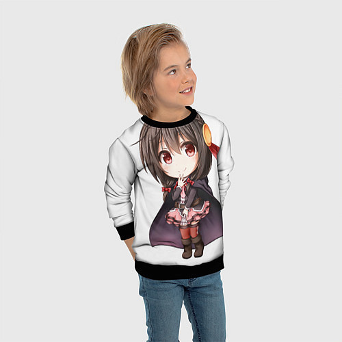 Детский свитшот Konosuba Юн-юн чибик / 3D-Черный – фото 3