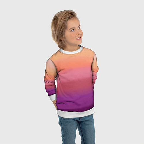 Детский свитшот Абстракция градиент на закате дня / 3D-Белый – фото 3