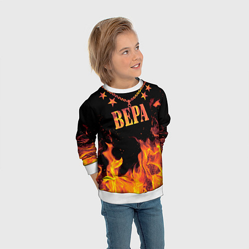 Детский свитшот Вера - имя в огне / 3D-Белый – фото 3