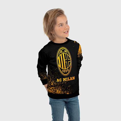 Детский свитшот AC Milan - gold gradient / 3D-Черный – фото 3