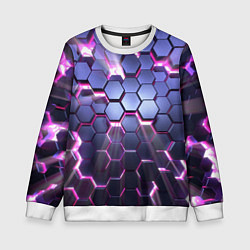 Свитшот детский Плиты с сиреневым неоновым свечением, цвет: 3D-белый