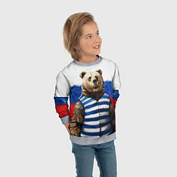 Свитшот детский Медведь и флаг России, цвет: 3D-меланж — фото 2