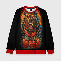 Свитшот детский Мощный красный медведь - Russia, цвет: 3D-красный