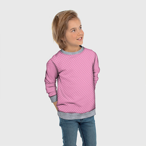 Детский свитшот Розовый паттерн сеточка / 3D-Меланж – фото 3