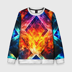 Детский свитшот Красочный неоновый узор с огнем на фоне