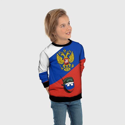 Детский свитшот Россия - на страже / 3D-Черный – фото 3