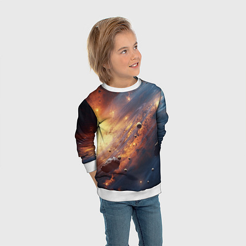 Детский свитшот Вселенная и планеты / 3D-Белый – фото 3