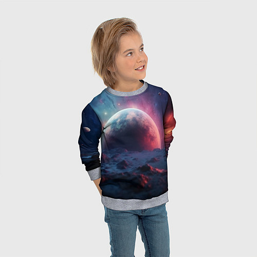 Детский свитшот Фантастика космос и планета / 3D-Меланж – фото 3