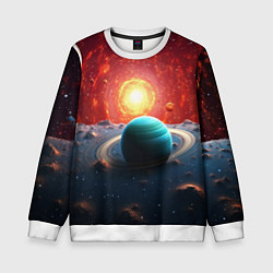 Свитшот детский Космос и разные планеты, цвет: 3D-белый